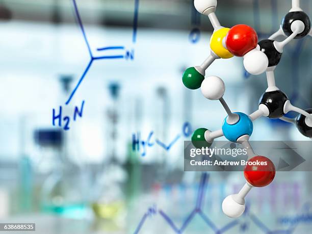 Models In Chemistry Ball And Stick Molecular Model With Chemical Formula Written On Glass ...