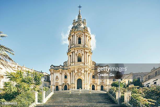 cathedral of st george, modica, sicily, italy - modica sicily stock pictures, royalty-free photos & images