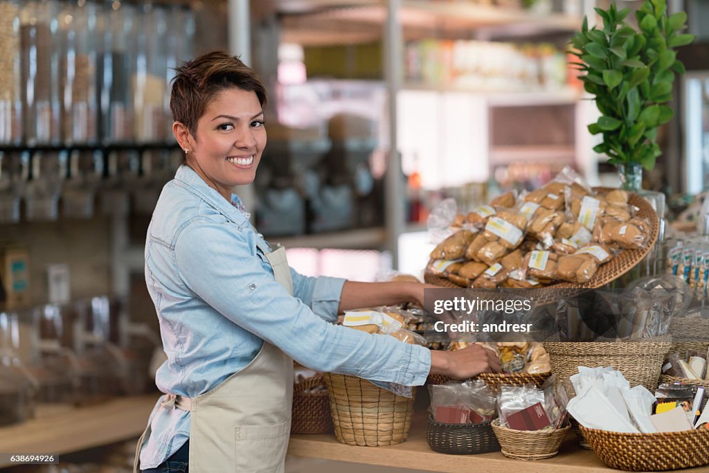 Woman working at a supermarket