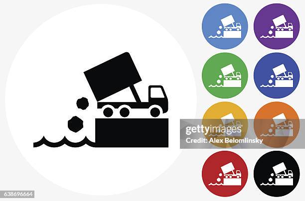 waste dump icon on flat color circle buttons - slag heap stock illustrations