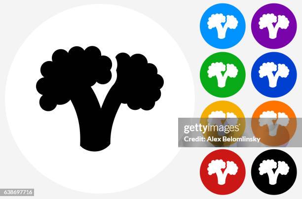 broccoli icon on flat color circle buttons - broccoli isolated stock illustrations