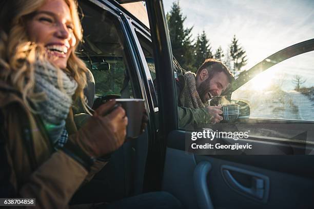 morning coffee - secluded couple stockfoto's en -beelden