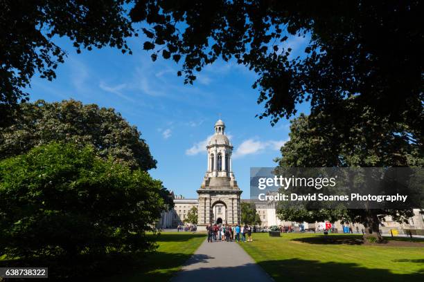 campanile in trinity college, dublin city, ireland - trinity college dublin stock pictures, royalty-free photos & images