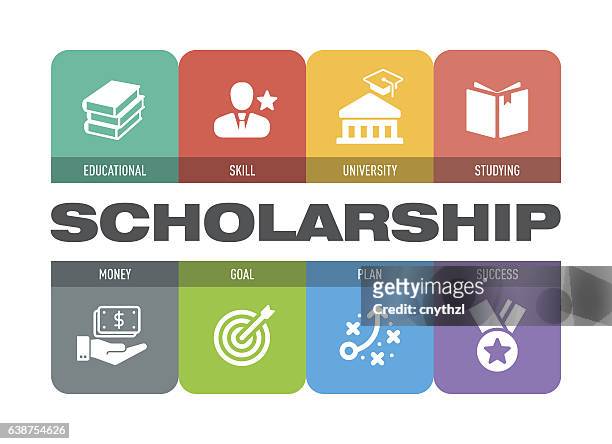 scholarship icon set - student leadership stock illustrations