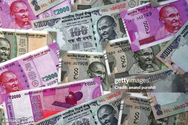 indian rupees, new, india - gandhi stock-fotos und bilder