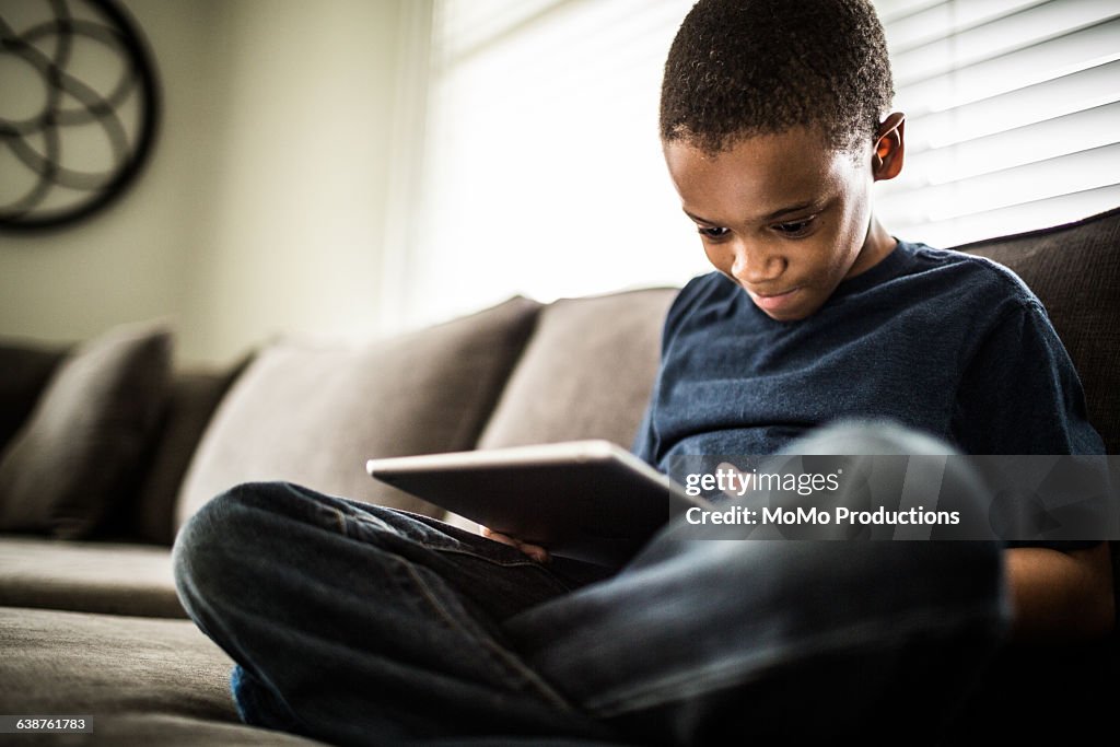 Boy using tablet