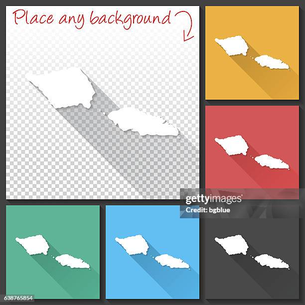 samoa map for design, long shadow, flat design - samoa stock illustrations