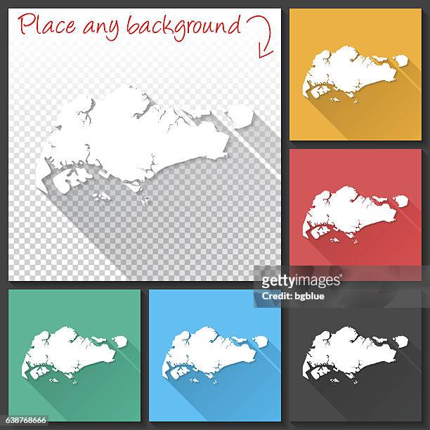 singapore map for design, long shadow, flat design - singapore city icons stock illustrations