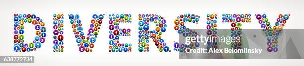 diversity people circle vector graphic illustration - diversity words stock illustrations