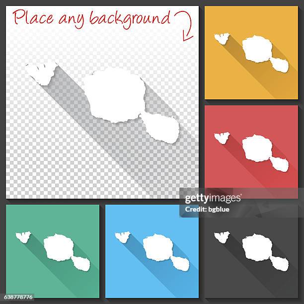 tahiti - polynesia map for design, long shadow, flat design - french polynesia stock illustrations