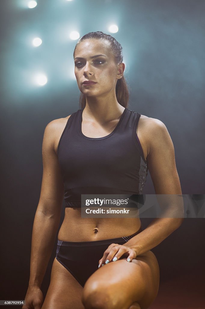 Female athlete on running track