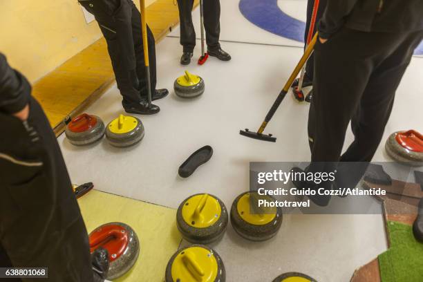 curling, traditional sport - cembra stock pictures, royalty-free photos & images