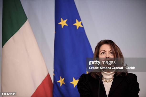 Anna Nardini, Councillor of the Government, during the press conference at Palazzo Chigi for the presentation of the events planned for the "Day...
