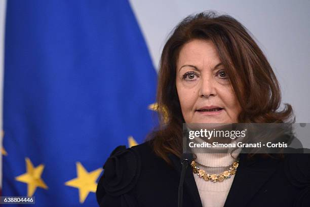 Anna Nardini, Councillor of the Government, during the press conference at Palazzo Chigi for the presentation of the events planned for the "Day...