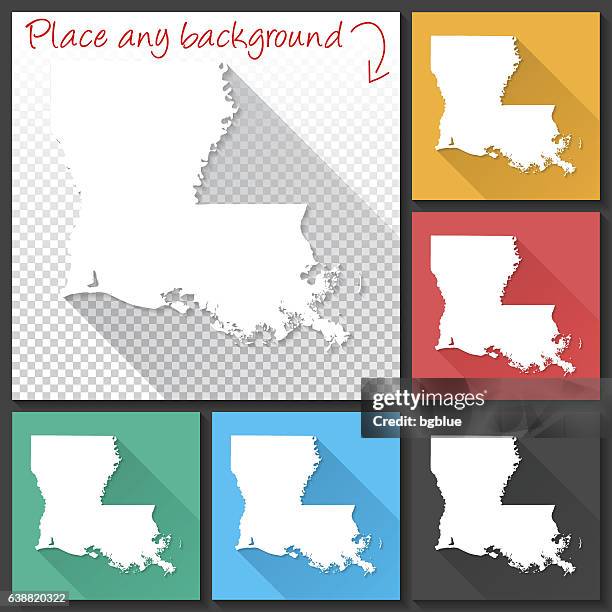 Louisiana Karte Fr Design Langen Schatten Flaches Design, Stock-Foto