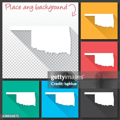 Oklahoma Map for design, Long Shadow, Flat Design Oklahoma Map for design, Long Shadow, Flat Design