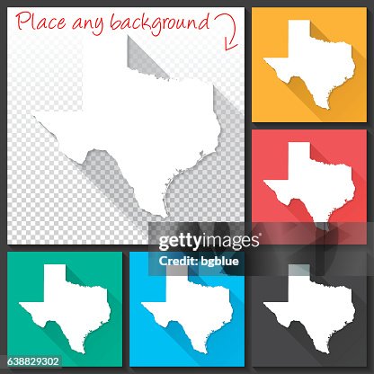 Texas Map for design, Long Shadow, Flat Design Texas Map for design, Long Shadow, Flat Design