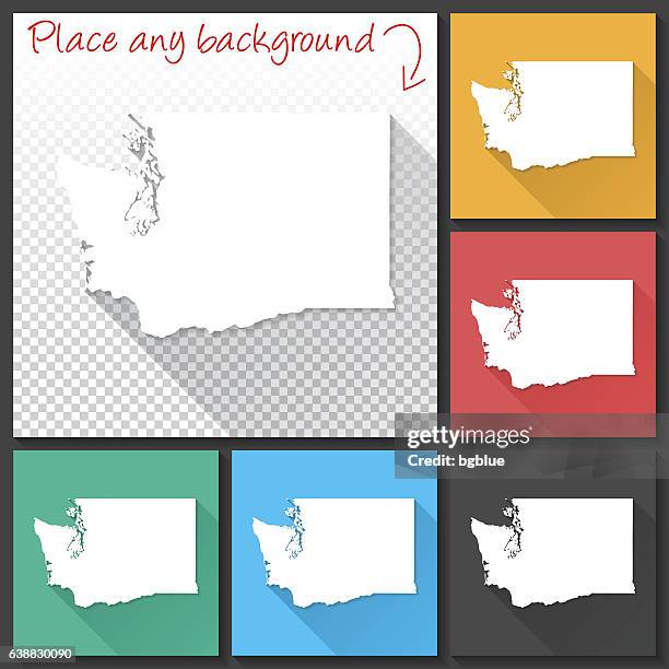 washington map for design, long shadow, flat design - seattle stock illustrations