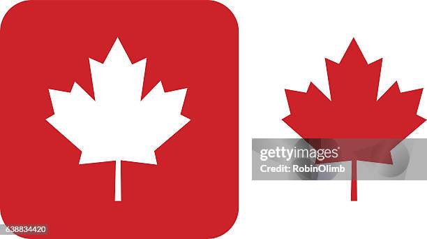 bildbanksillustrationer, clip art samt tecknat material och ikoner med red maple leaf icons - kanadas flagga