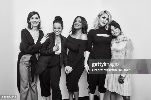 Carrie Preston, Judy Reyes, Niecy Nash, Jenn Lyon and Karrueche Tran from TNT's 'Claws' pose in the Getty Images Portrait Studio at the 2017 Winter...