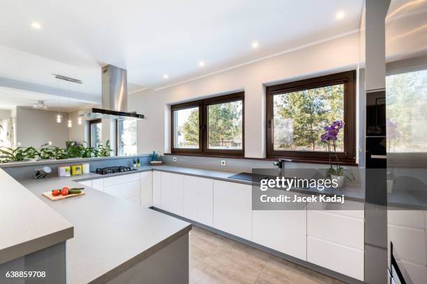 modern kitchen interior - suburban kitchen stock pictures, royalty-free photos & images