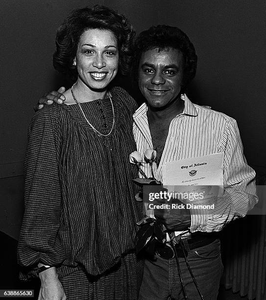 Atlanta Singer/Songwriter Johnny Mathis and First Lady of Atlanta Valerie Jackson presents proclamation making it Johnny Mathis Day in Atlanta...