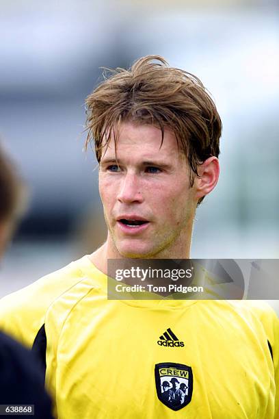 Brian McNride of the Columbus Crew observes his team during the match against the Los Angeles Galaxy at Columbus Crew Stadium in Columbus, Ohio. The...