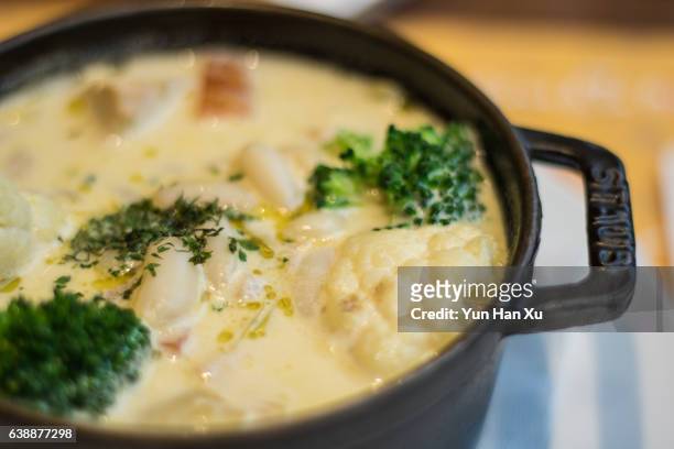cauliflower cream soup with parsley in a bowl - cauliflower bowl stock pictures, royalty-free photos & images