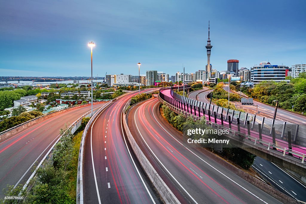 Auckland Light Path Bicycle Lane Highway Traffic New Zealand