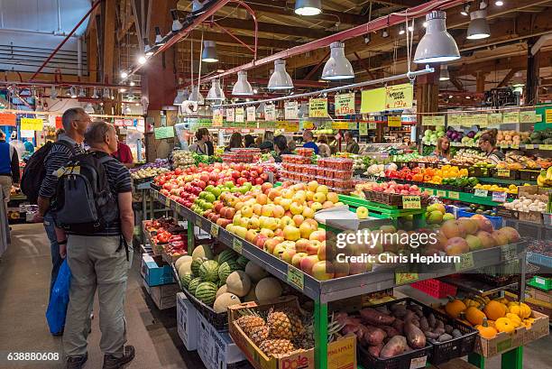 granville island market, vancouver, canada - granville island market stock pictures, royalty-free photos & images