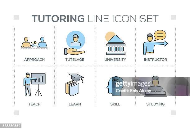 tutoring keywords with line icons - choosing book stock illustrations