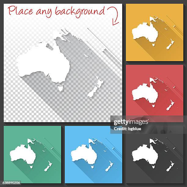 oceania map for design, long shadow, flat design - french polynesia stock illustrations