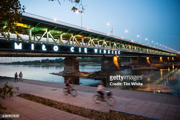 river and bridge, warsaw, poland - warsaw ストックフォトと画像