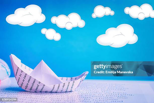 paper boat - origami alphabet stock pictures, royalty-free photos & images