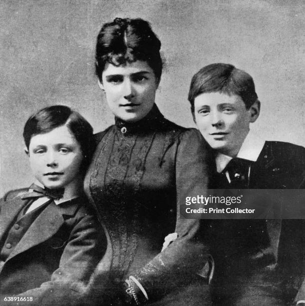 But at least happiness could be found at home with mother and brother John' . Jeanette, Lady Randolph Churchill with her two sons: Winston Churchill...