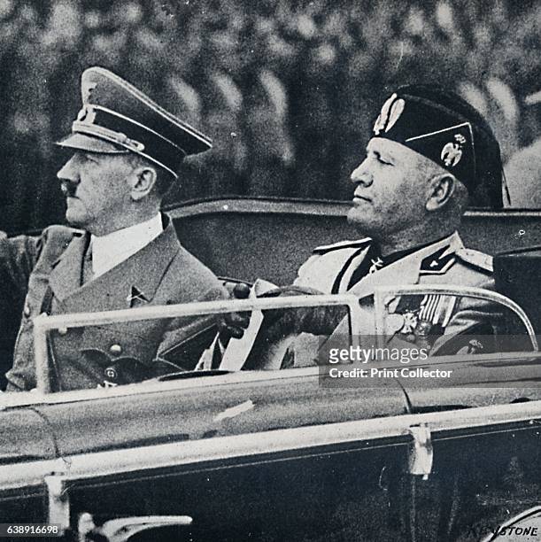Europe was dominated by two political thugs of the Continent', c1937, . Adolf Hitler and Benito Mussolini head of the National Fascist Party, in an...