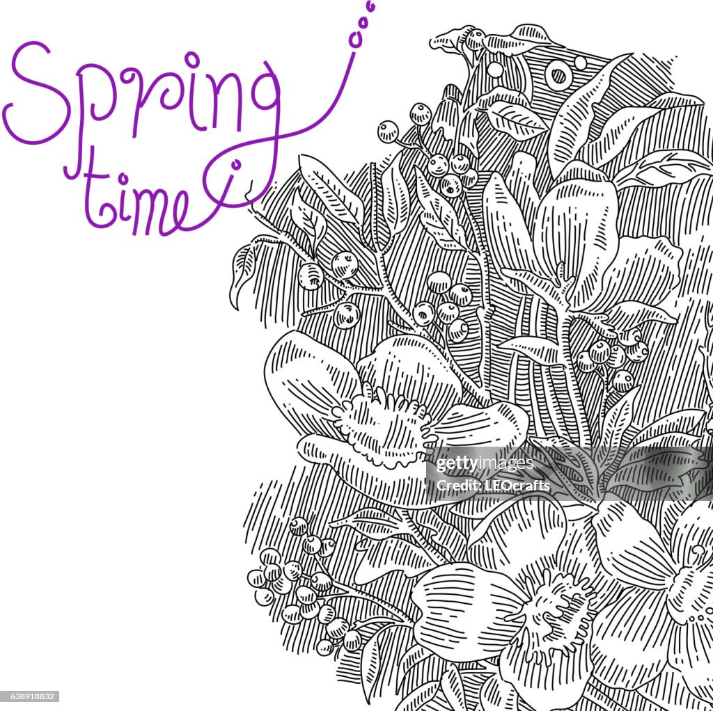 Spring Custom Drawing Spring Flowers Drawing High-Res Vector Graphic - Getty Images