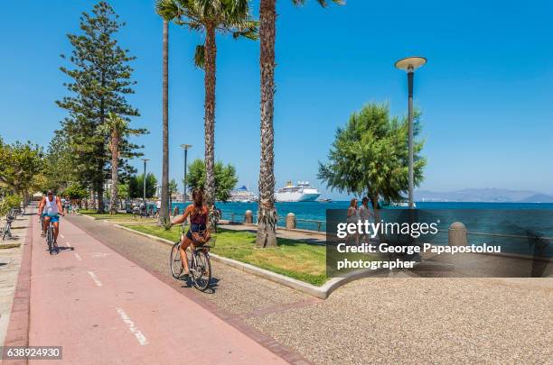 bicycle trails in the beach - kos stock-fotos und bilder