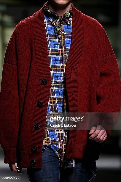 Cloth detail at the Dsquared2 show during Milan Men's Fashion Week Fall/Winter 2017/18 on January 15, 2017 in Milan, Italy.