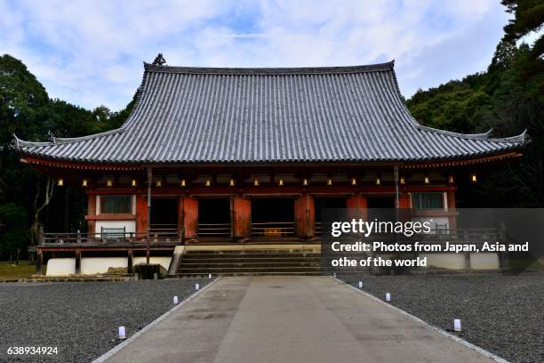 kondo (main hall) of daigo-ji temple, kyoto - daigoji stock pictures, royalty-free photos & images