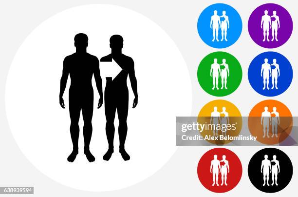 cloning icon on flat color circle buttons - clone icon stock illustrations