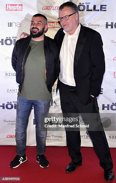 Nazar and Stefan Ruzowitzky pose during the 'Die Hoelle' Vienna Premiere at Cineplexx Wienerberg cinema on January 16, 2017 in Vienna, Austria.