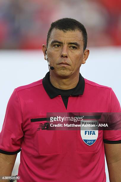Referee Joel Aguilar from El Salvador during the Copa Centroamericana 2017 tournament between Panama and Nicaragua at Estadio Rommel Fernandez on...