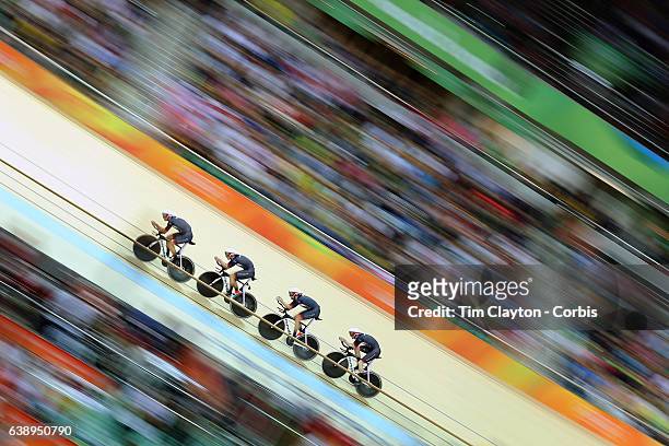 Track Cycling - Olympics: Day 6 The Great Britain team of Edward Clancy, Steven Burke, Owain Doull and Bradley Wiggins in action during the Men's...