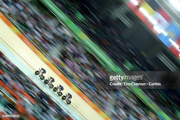 Track Cycling - Olympics: Day 6 The Great Britain team of Edward Clancy, Steven Burke, Owain Doull and Bradley Wiggins winning the gold medal in...