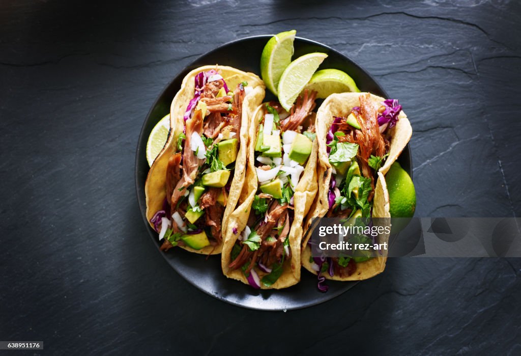 Mexican street tacos flat lay composition