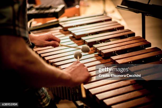 xylophone detail - xilofone imagens e fotografias de stock