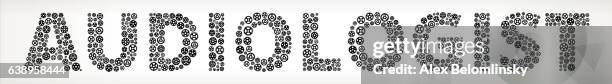 audiologist black gears vector graphic illustration. - audiologist stock illustrations