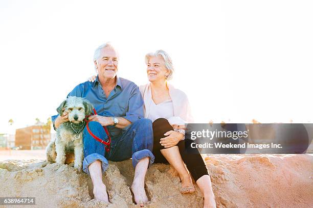 the cost of retirement happiness - older couple hugging on beach stock pictures, royalty-free photos & images