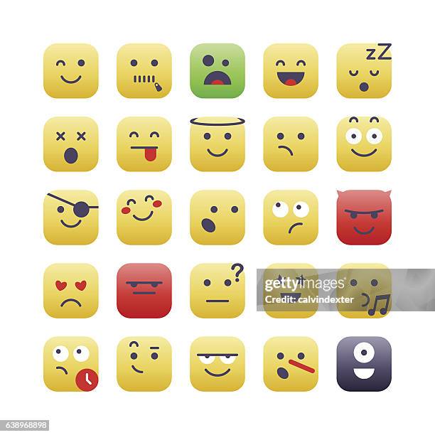 square emoji set 2 - alien head icon stock illustrations